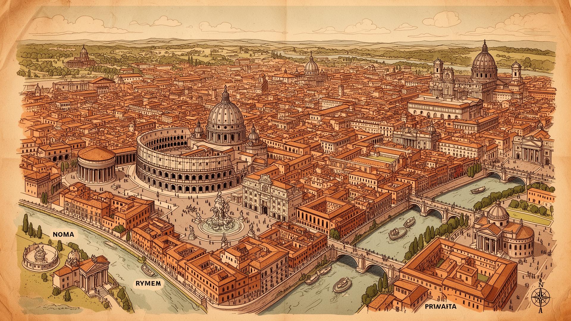 Illustrated map of Rome